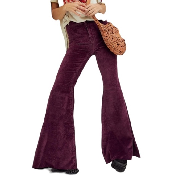 🆕 We The Free Free People Just Float On Velvet Black High Rise Flared Pants 26 - Picture 4 of 7